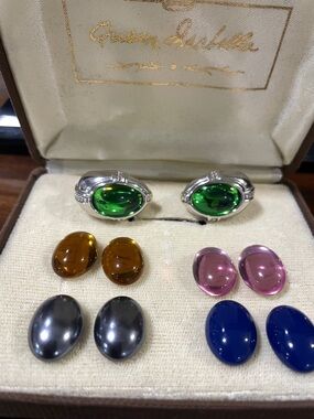 Joan Rivets Interchangeable Cabochon Clip-On Earrings